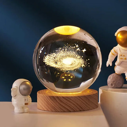 USB LED Night Light Galaxy Crystal Ball Table Lamp 3D